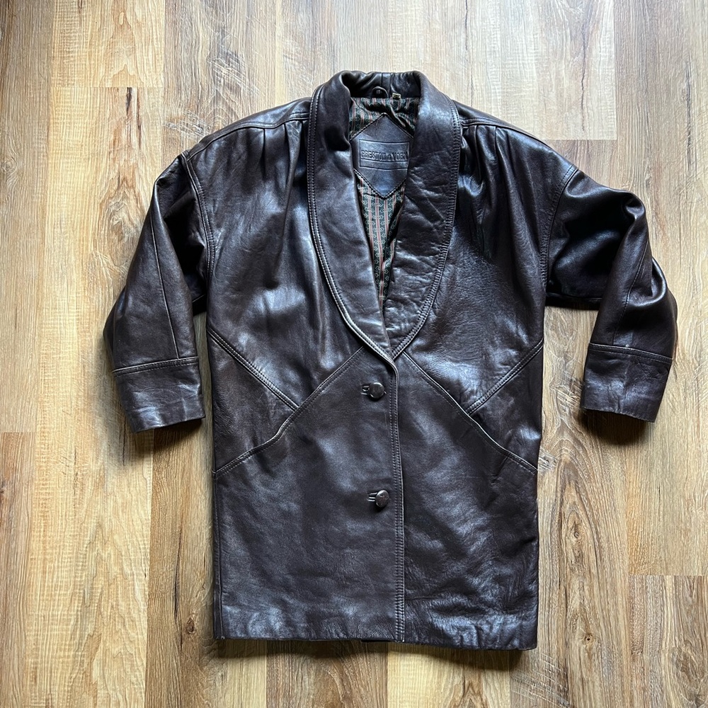 Elegant vintage 90s Brown Leather Women's Jacket
